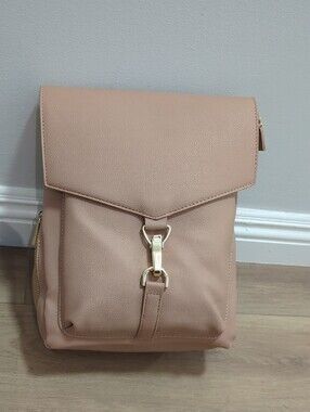 LIONEL | Blush Pink Vegan Leather Backpack with Gold Hardware, NWT